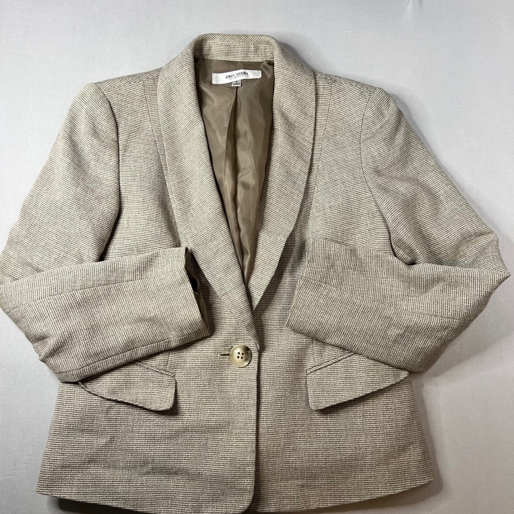 Jones Studio Womens Tan Lined Blazer | Size 6 | Office